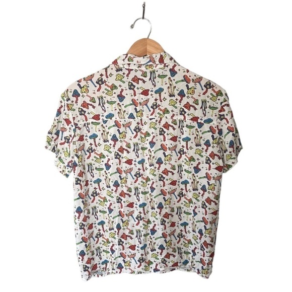 A-Lab Shroomie White Short Sleeve Button Up - Picture 3 of 6